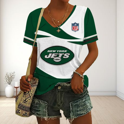SPECIAL OFFER] NEW CUSTOMIZED NFL25 NYJ NEW YORK JETS V-NECK FEMALE SHIRT