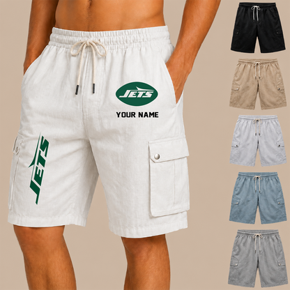 [SPECIAL OFFER] NEW CUSTOMIZED NFL25 NYJ NEW YORK JETS MEN'S DRAWSTRING CARGO SHORTS
