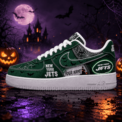 [SPECIAL OFFER] NEW CUSTOMIZED NFL25 NYJ NEW YORK JETS HALLOWEEN AF1 SHOES