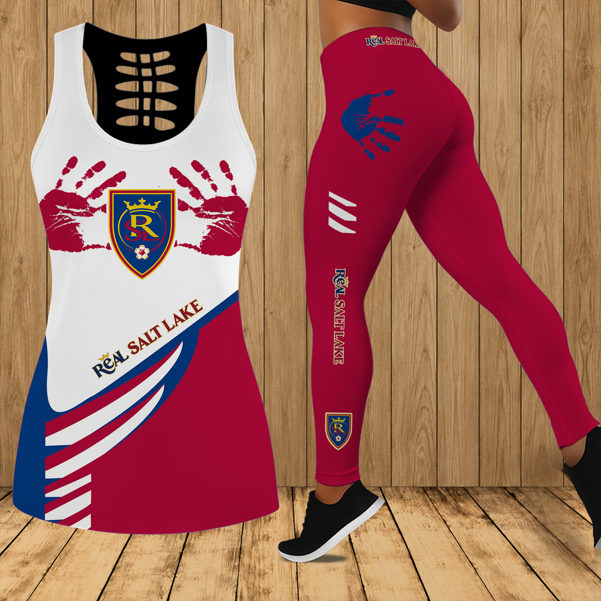 [FAN EXCLUSIVE] NEW CUSTOMIZED MLS25 RSL REAL SALT LAKE HOLLOW TANK TOP & LEGGINGS SET