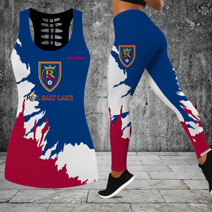 [FAN EXCLUSIVE] NEW CUSTOMIZED MLS25 RSL REAL SALT LAKE HOLLOW TANK TOP & LEGGINGS SET