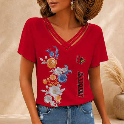 [FAN FAVORITE] NEW CUSTOMIZED NCAA MAM25 ULC LOUISVILLE CARDINALS V-NECK SHIRT