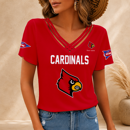 [FAN FAVORITE] NEW CUSTOMIZED NCAA MAM25 ULC LOUISVILLE CARDINALS V-NECK SHIRT