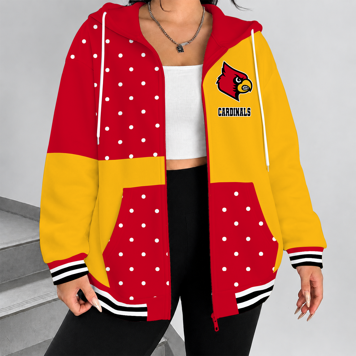 [FAN FAVORITE] NEW CUSTOMIZED NCAA MAM25 ULC LOUISVILLE CARDINALS STRAPPY ZIP HOODIE