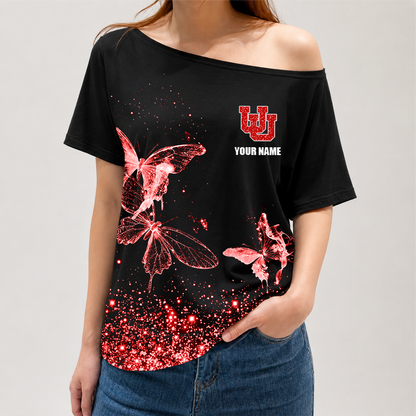 [FAN FAVORITE] NEW CUSTOMIZED NCAA FBS25 UTU UTAH UTES OFF-SHOULDER SHIRT