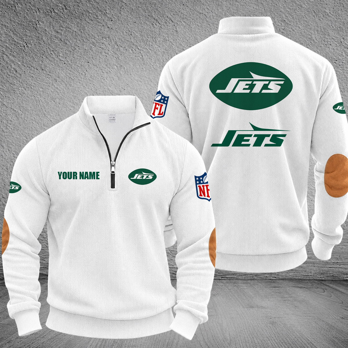 [SPECIAL OFFER] NEW CUSTOMIZED NFL25 NYJ NEW YORK JETS MULTICOLOR STRIPED QUATER ZIP SWEATSHIRT