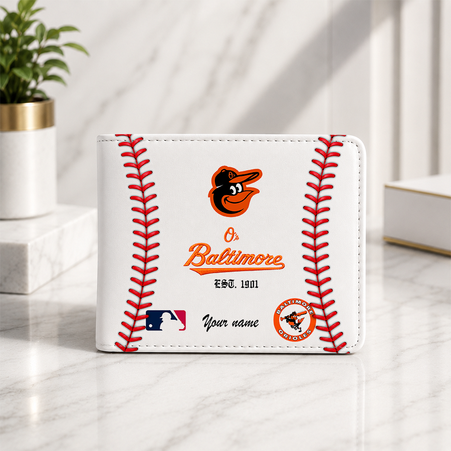 [FLASH SALE] NEW CUSTOMIZED MLB25 BOS BALTIMORE ORIOLES LEATHER WALLET