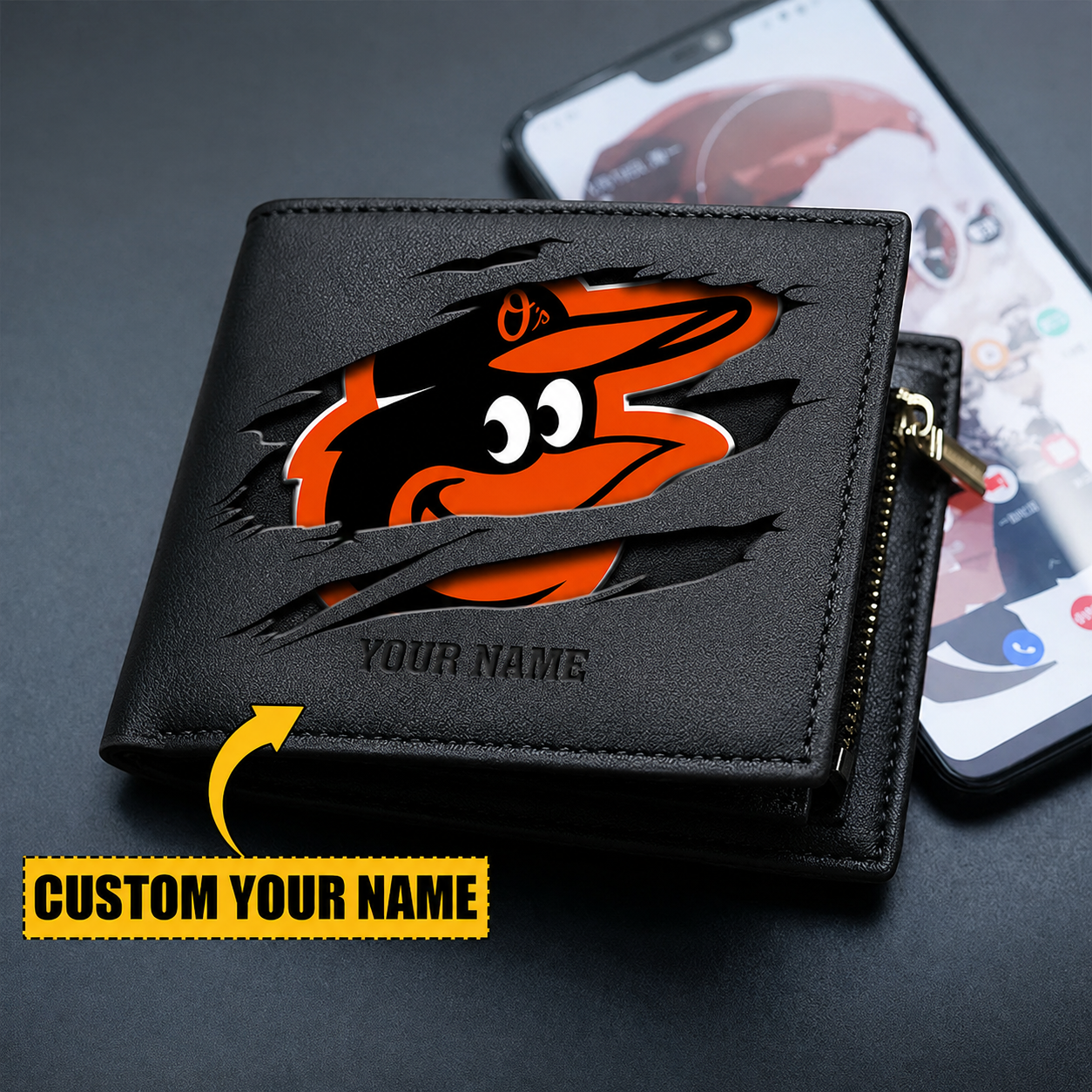 [FLASH SALE] NEW CUSTOMIZED MLB25 BOS BALTIMORE ORIOLES LEATHER WALLET