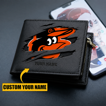 [FLASH SALE] NEW CUSTOMIZED MLB25 BOS BALTIMORE ORIOLES LEATHER WALLET