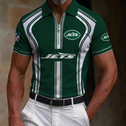 [SPECIAL OFFER] NEW CUSTOMIZED NFL25 NYJ NEW YORK JETS ZIP POLO SHIRT