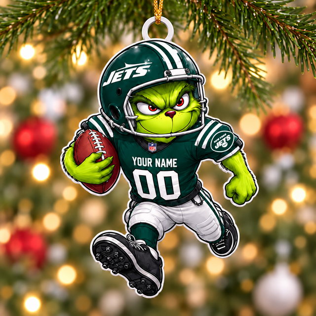 [SPECIAL OFFER] NEW CUSTOMIZED NFL25 NYJ NEW YORK JETS CHRISTMAS ACRYLIC ORNAMENT