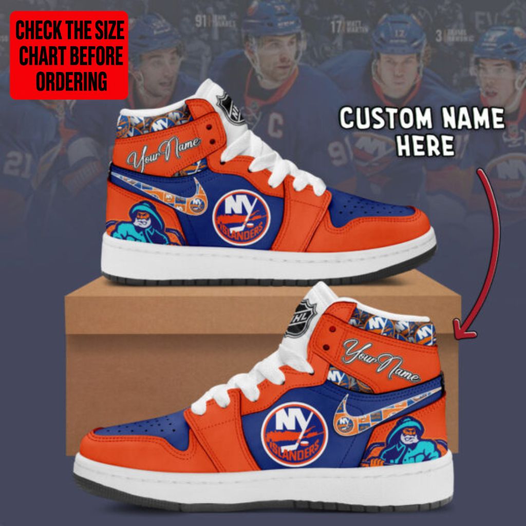 [SUPER SALE] NEW CUSTOMIZED NHL25 NYI NEW YORK ISLANDERS AIR JORDAN SNEAKERS