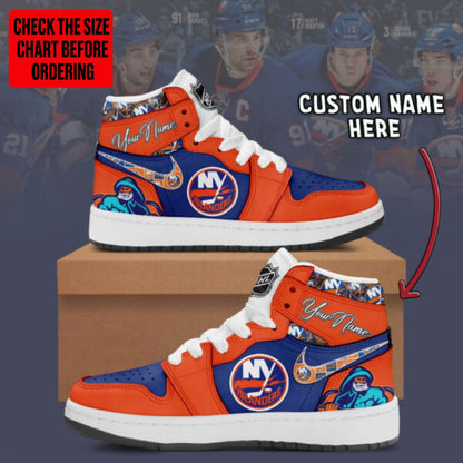 [SUPER SALE] NEW CUSTOMIZED NHL25 NYI NEW YORK ISLANDERS AIR JORDAN SNEAKERS