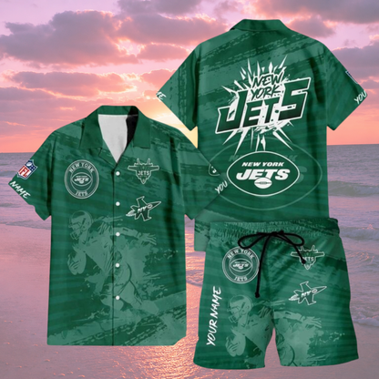 [SPECIAL OFFER] NEW CUSTOMIZED NFL25 NYJ NEW YORK JETS UNISEX HAWAIIAN SHIRT & SHORTS SET