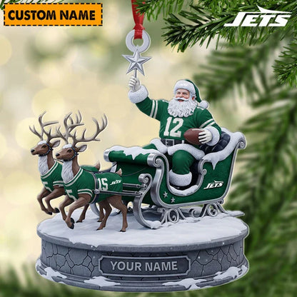 [SPECIAL OFFER] NEW CUSTOMIZED NFL25 NYJ NEW YORK JETS CHRISTMAS ACRYLIC ORNAMENT
