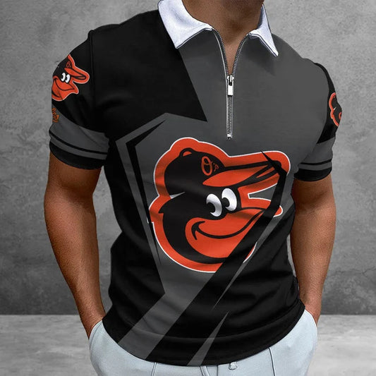 [FLASH SALE] NEW CUSTOMIZED MLB25 BOS BALTIMORE ORIOLES ZIP POLO SHIRT