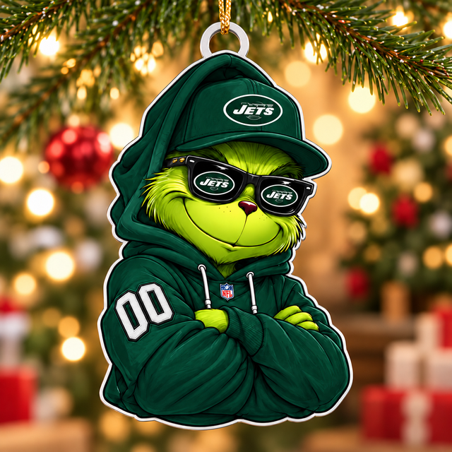 [SPECIAL OFFER] NEW CUSTOMIZED NFL25 NYJ NEW YORK JETS CHRISTMAS ACRYLIC ORNAMENT