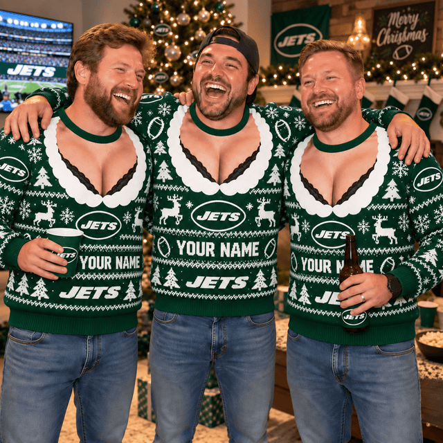 [SPECIAL OFFER] NEW CUSTOMIZED NFL25 NYJ NEW YORK JETS FUNNY CHRISTMAS UNISEX SWEATSHIRT