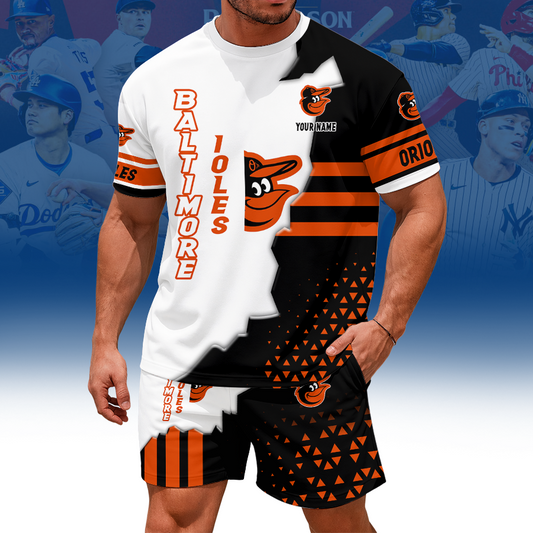 [FLASH SALE] NEW CUSTOMIZED MLB25 BOS BALTIMORE ORIOLES UNISEX T-SHIRT & SHORTS SET