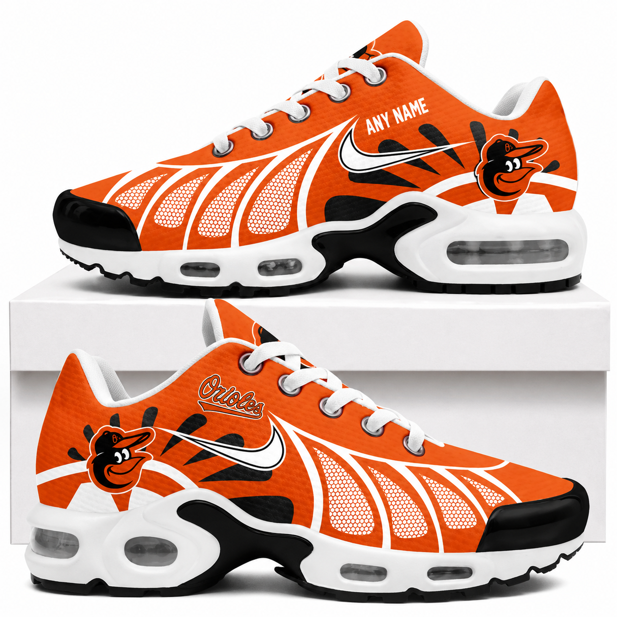 [FLASH SALE] NEW CUSTOMIZED MLB25 BOS BALTIMORE ORIOLES AIR MAX PLUS SNEAKERS