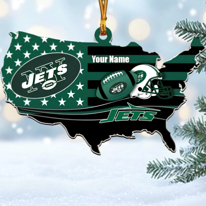[SPECIAL OFFER] NEW CUSTOMIZED NFL25 NYJ NEW YORK JETS CHRISTMAS ACRYLIC ORNAMENT
