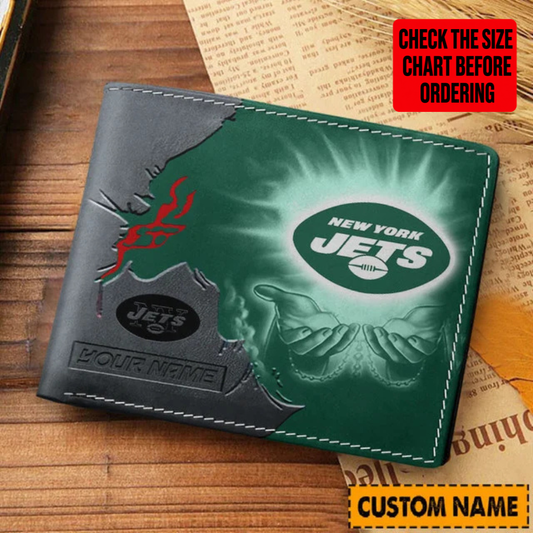 [SPECIAL OFFER] NEW CUSTOMIZED NFL25 NYJ NEW YORK JETS LEATHER WALLET