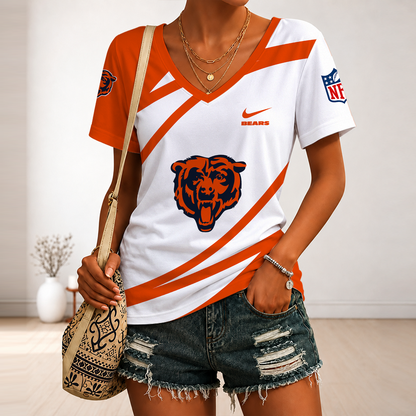 [SPECIAL OFFER] NEW CUSTOMIZED NFL26 CCB CHICAGO BEARS V-NECK FEMALE SHIRT