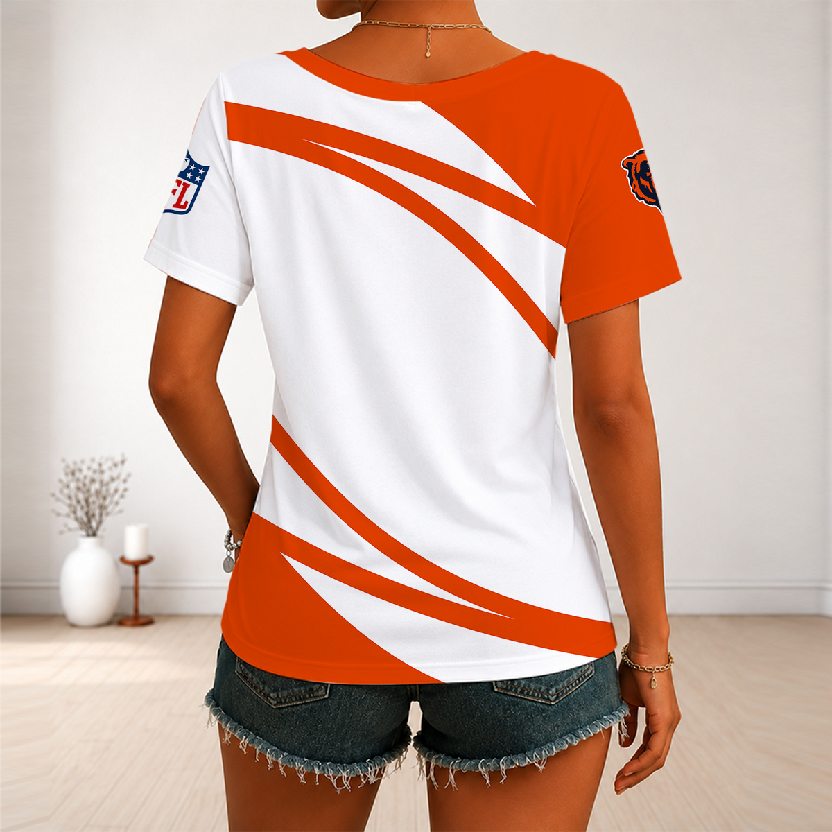 [SPECIAL OFFER] NEW CUSTOMIZED NFL26 CCB CHICAGO BEARS V-NECK FEMALE SHIRT