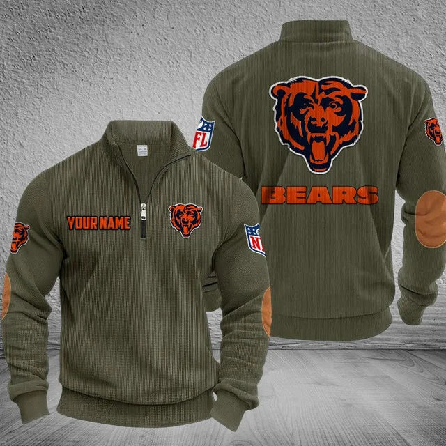 [SPECIAL OFFER] NEW CUSTOMIZED NFL26 CCB CHICAGO BEARS MULTICOLOR STRIPED QUATER ZIP SWEATSHIRT