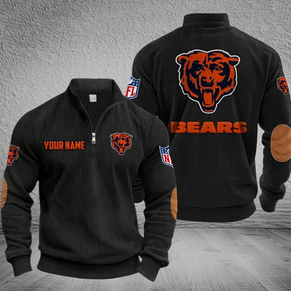 [SPECIAL OFFER] NEW CUSTOMIZED NFL26 CCB CHICAGO BEARS MULTICOLOR STRIPED QUATER ZIP SWEATSHIRT