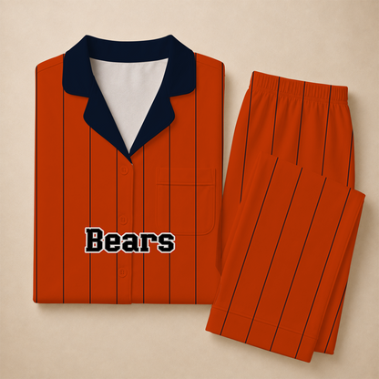 [SPECIAL OFFER] NEW CUSTOMIZED NFL26 CCB CHICAGO BEARS SHORT SLEEVE & LONG PANTS PAJAMAS SET