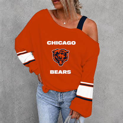 [SPECIAL OFFER] NEW CUSTOMIZED NFL26 CCB CHICAGO BEARS WOMEN'S OFF-SHOULDER LONG SLEEVE SHIRT