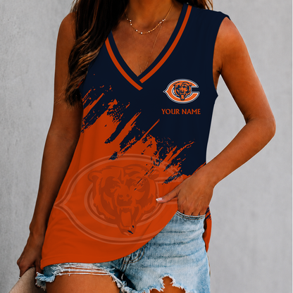 [SPECIAL OFFER] NEW CUSTOMIZED NFL26 CCB CHICAGO BEARS WOMEN'S V-NECK TANK TOP