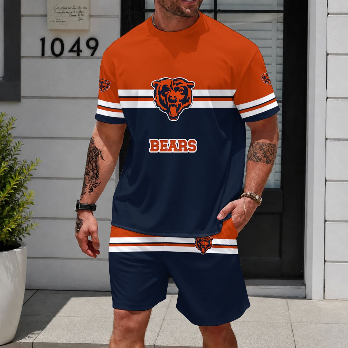 [SPECIAL OFFER] NEWCUSTOMIZED NFL26 CCB CHICAGO BEARS UNISEX T-SHIRT & SHORTS SET