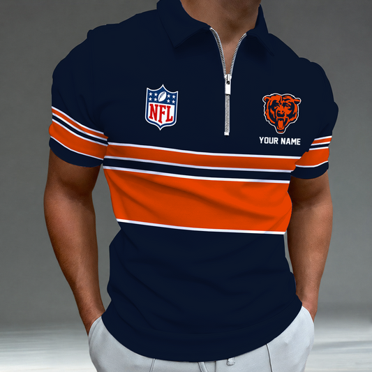[SPECIAL OFFER] NEW CUSTOMIZED NFL26 CCB CHICAGO BEARS ZIP POLO SHIRT