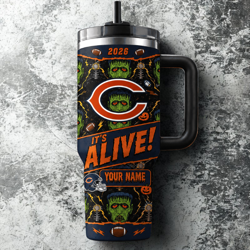 [SPECIAL OFFER] NEW CUSTOMIZED NFL26 CCB CHICAGO BEARS HALLOWEEN  40OZ TUMBLER