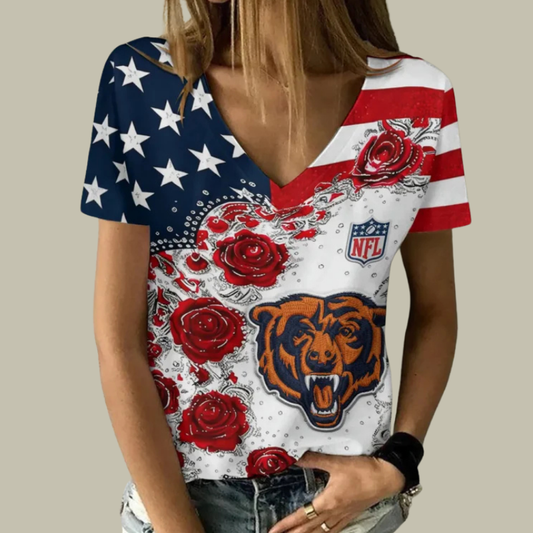 [SPECIAL OFFER] NEW CUSTOMIZED NFL26 CCB CHICAGO BEARS V-NECK FEMALE SHIRT