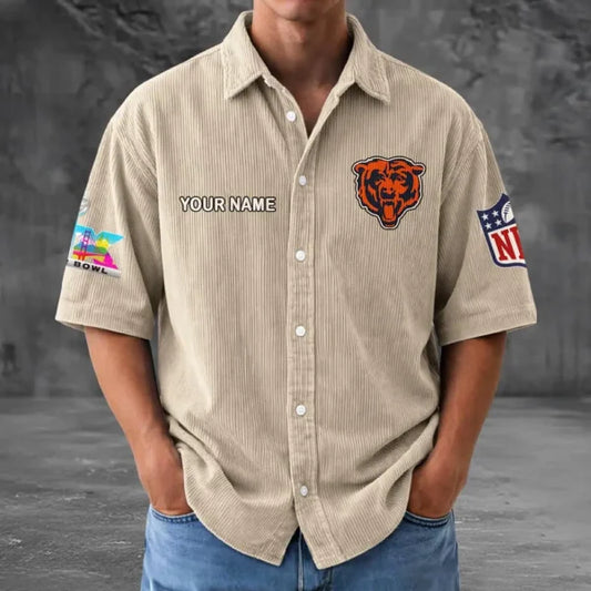 [HOT DEAL] NEW CUSTOMIZED NFL26 CCB CHICAGO BEARS SEERSUCKER BUTTON SHIRT
