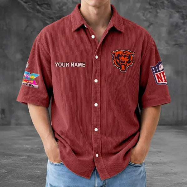 [HOT DEAL] NEW CUSTOMIZED NFL26 CCB CHICAGO BEARS SEERSUCKER BUTTON SHIRT