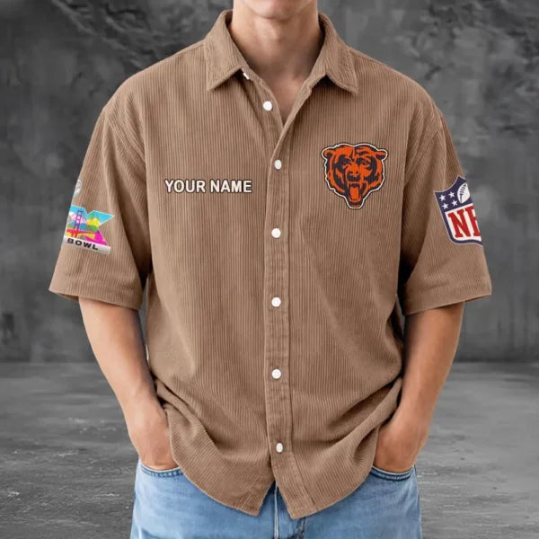 [HOT DEAL] NEW CUSTOMIZED NFL26 CCB CHICAGO BEARS SEERSUCKER BUTTON SHIRT