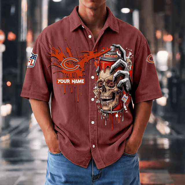 [SPECIAL OFFER] NEW CUSTOMIZED NFL26 CCB CHICAGO BEARS SEERSUCKER BUTTON SHIRT