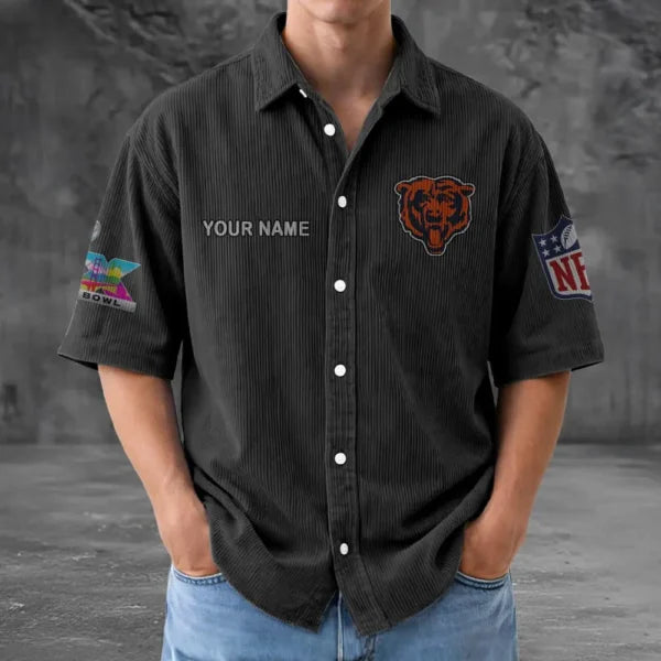 [HOT DEAL] NEW CUSTOMIZED NFL26 CCB CHICAGO BEARS SEERSUCKER BUTTON SHIRT