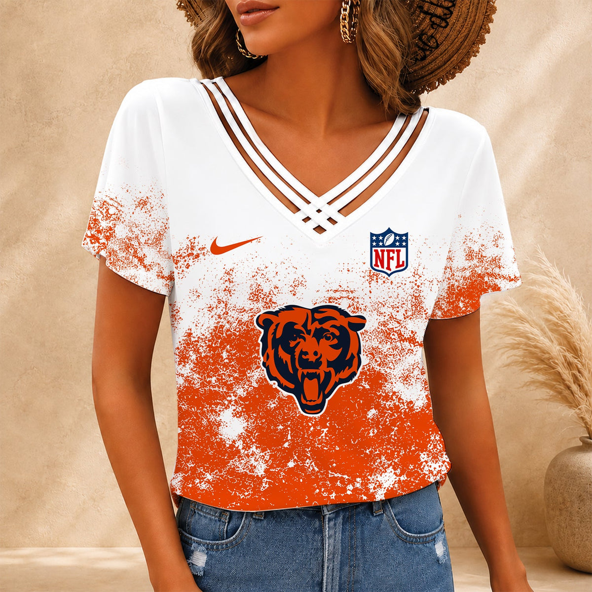 [SPECIAL OFFER] NEW CUSTOMIZED NFL26 CCB CHICAGO BEARS V-NECK SHIRT