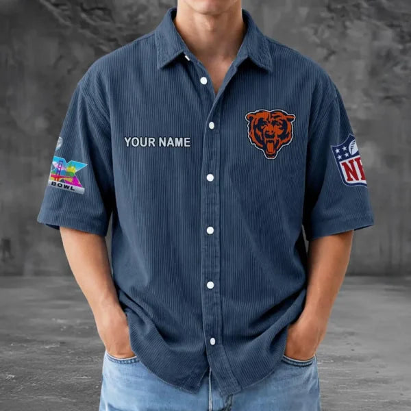 [HOT DEAL] NEW CUSTOMIZED NFL26 CCB CHICAGO BEARS SEERSUCKER BUTTON SHIRT