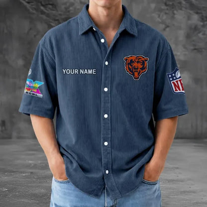 [HOT DEAL] NEW CUSTOMIZED NFL26 CCB CHICAGO BEARS SEERSUCKER BUTTON SHIRT