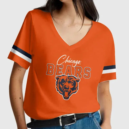 [SPECIAL OFFER] NEW CUSTOMIZED NFL26 CCB CHICAGO BEARS V-NECK FEMALE SHIRT