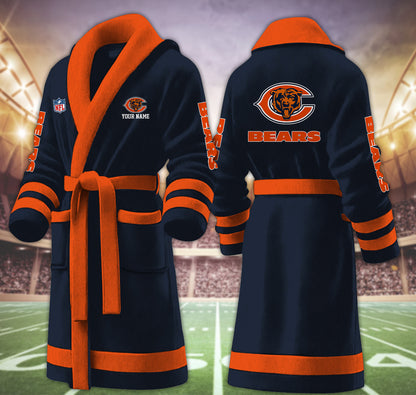 [SPECIAL OFFER] NEW CUSTOMIZED NFL26 CCB CHICAGO BEARS MULTICOLOR FLEECE BATHROBE
