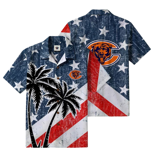 LIMITED EDITION - NEW CUSTOMIZED NFL26 CCB CHICAGO BEARS PATRIOTIC 250 USA HAWAIIAN SHIRT