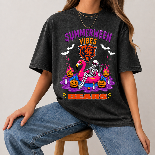 [SPECIAL OFFER] NEW CUSTOMIZED NFL26 CCB CHICAGO BEARS SUMMERWEEN  MULTICOLOR WASHED TEE