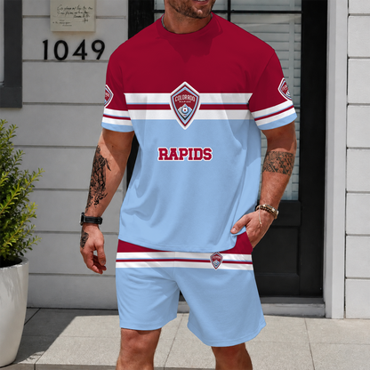 [FAN EXCLUSIVE] NEW CUSTOMIZED MLS26 CLR COLORADO RAPIDS UNISEX T-SHIRT & SHORTS SET